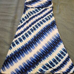 Laundry by Shelli Segal blue beret multi tie dye skirt